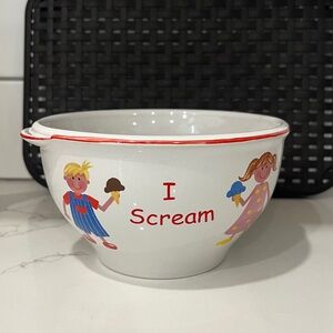 Vintage ND Exclusive Ceramic Ice Cream Bowl “I Scream You Scream" with Red Rim